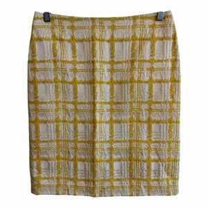 Talbots Skirt Womens Petite‎ Sz 6 Yellow Ivory Brocade 70's Inspired Streetwear